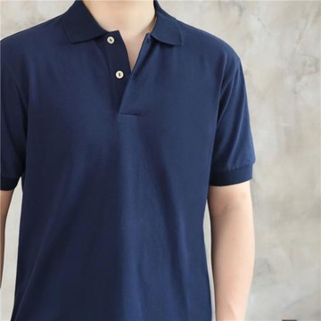 美式復古polo衫男士短袖t夏季純棉純色休閑彈力翻領帶領修身型t恤