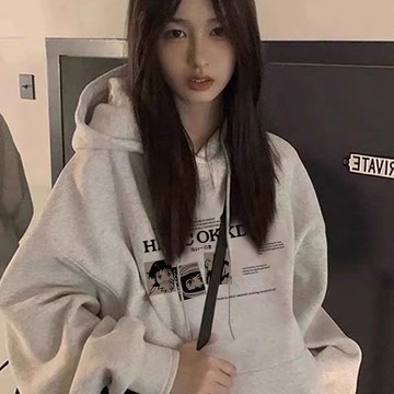 愛依依  帽T 連帽上衣 大學T 學院風 學生上衣S-XL秋季小衆設計感寬鬆連帽外套洋氣校園風顯瘦上衣-9261.