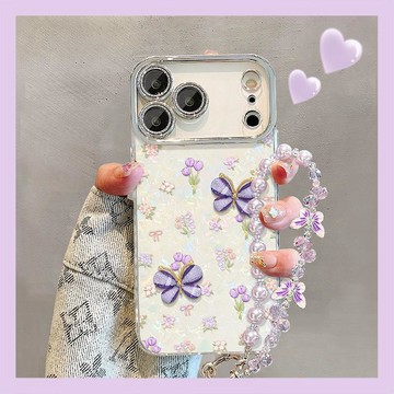 鬱金香蝴蝶手鍊適用蘋果17手機殼iphone18pm配件15小清新16新女款
