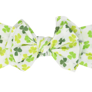 美國baby bling - 純手工極優雅細緻輕柔微彈性/毫無束縛感蝴蝶結髮帶/髮飾_印花菲比系列-幸運草