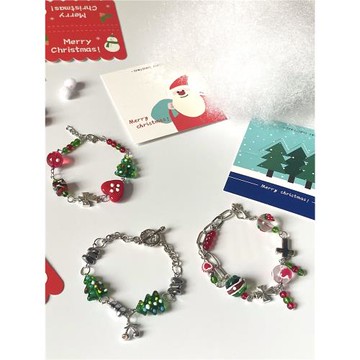 圣誕禮物/圣誕節限定手鏈/圣誕元素材料包/vintage手鏈/小眾原創