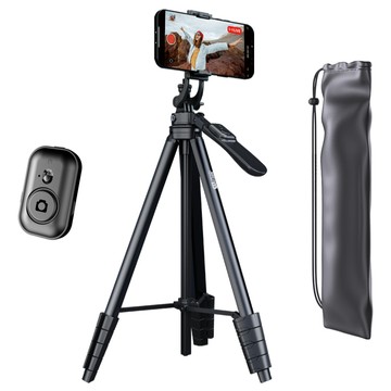 SELRUMI 五段版握把手柄智慧型手機三腳架 141cm  霧面黑  1個  SEL-TRF1410