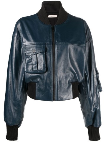 The Mannei - leather bomber jacket - women - Spandex/Elastane/Viscose/Leather/Cotton/Polyamide - 34 - Blue