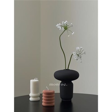 夢鹿工作室簡約灰黑色磨砂手感陶瓷花器素雅桌面裝飾水培插花擺件