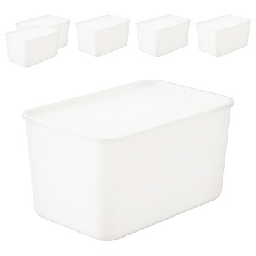 IRIS OHYAMA 愛麗思歐雅瑪 附蓋可堆疊收納盒 FTB-45D  453 x 297 x 252mm  白色  6個