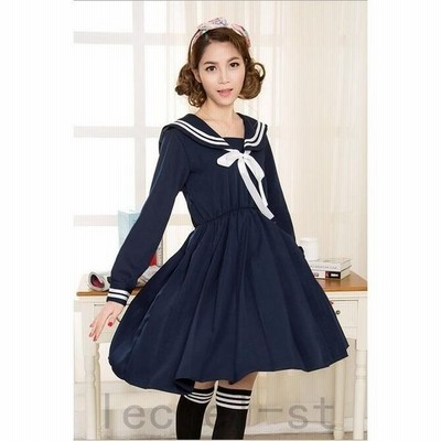 セーラーワンピース コスプレ衣装 日系 Jk学園制服 アニメcosplay レディース 紺 白 プリーツワンピース ロリータ 通販 Lineポイント最大get Lineショッピング
