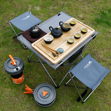 戶外便攜旅行功夫茶具套裝帶燒水做飯炒菜套裝野外車載炊具煮茶爐