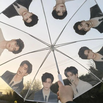 偶像周邊 張凌赫 神圖痛傘明星應援雨傘周邊透明自動傘人像太陽傘 偶像應援物 雨傘自動傘 張凌赫小卡 雨傘 自動傘