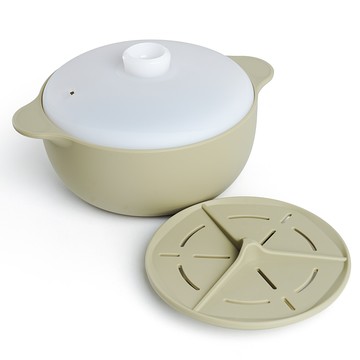 Sili Garden 韓國製矽膠鍋蒸籠 1300ml  1個  橄欖