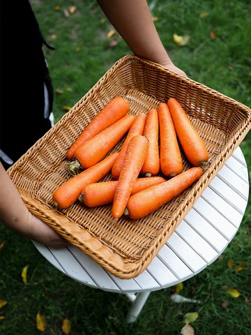 塑料仿藤編收納籃零食收納筐水果籃面包筐超市果蔬陳列展示儲物籃
