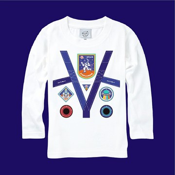 太空人 長袖上衣T恤 白 可客製姓名生日  童裝 大人服 親子裝