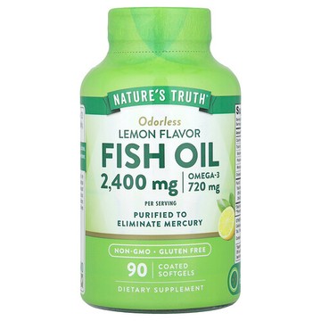 Nature's Truth, 魚油，檸檬味，2400 毫克，90 粒包衣軟膠囊（每粒軟膠囊 1200 毫克）