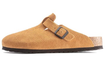 BIRKENSTOCK BOSTON SUEDE CORK BROWN PATTERN FOOTBED