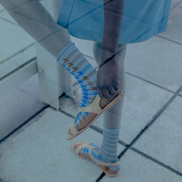 ML011 Twinkle Houndstooth 閃耀菱格不對稱亮絲有機棉襪