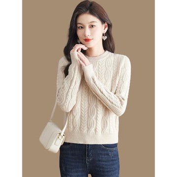 圓領短款針織羊毛衫女秋冬季加厚內搭上衣顯瘦時尚小個子毛衣外套