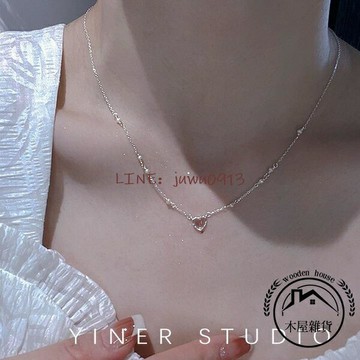 925純銀珍珠項鍊女生輕奢小眾高級設計感甜美愛心鎖骨鍊精品配飾【木屋雜貨】