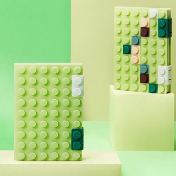 【玩色創意積木筆記本】綠梨-附立體紓壓矽膠DIY色彩拚豆 限定款