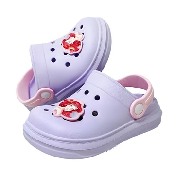 THE LITTLE MERMAID 小美人魚 兒童款 洞洞防水布希鞋 立體造型園丁鞋  130mm  愛麗兒紫