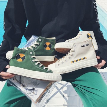 FINDSENSE品牌 2018 韓國原裝  男 秋季 舒適 透氣 滑板鞋 原宿  帆布鞋 高幫 繫帶鞋子 潮流休閒鞋