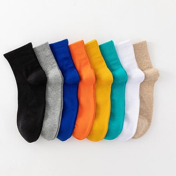 純色彩色襪子男士潮流男生春秋季中筒純棉短襪夏季薄款大碼運動