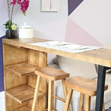 簡易吧臺隔斷櫃家用實木小吧臺loft簡約開放式廚房吧臺酒櫃高桌子【全館8折+點數3倍送+免運】