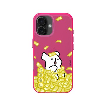 iPhone 16 Clear 粉漾桃 - Maltese線條小狗 - 財富自由