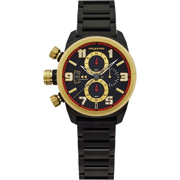 elegantsis Army ELJF48JKS 三眼計時腕錶 新年開運 送禮推薦-IP黑x金時標/43mm