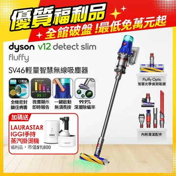 Dyson V12 Detect Slim Fluffy SV46 輕量智能吸塵器(銀灰)