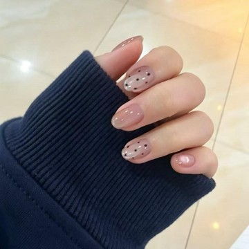 🎀台灣出貨🎀手工穿戴甲 夏日裸色玻璃珠赫本波點小短甲日常百搭韓系ins可拆卸美🎀