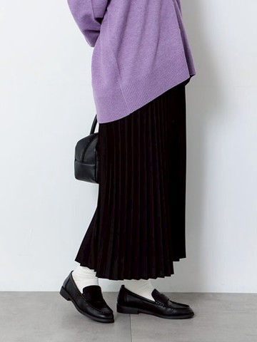 素面/格紋俐落百褶長裙(0F001182610) - Lugnoncure