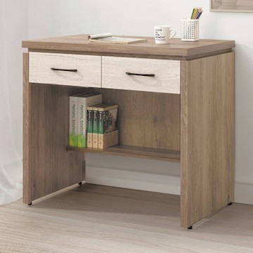 文創集 愛達雙色3尺二抽書桌-90x58x81cm免組