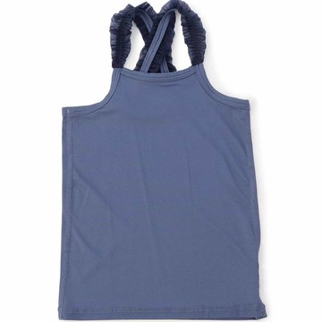 日本 apres les cours - 接觸涼感 夢幻蕾絲肩帶背心上衣-海軍藍