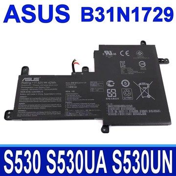 華碩  ASUS B31N1729 3芯 電池 VivoBook S15 S530 S530UA S530UN 11.52V 3653mAh