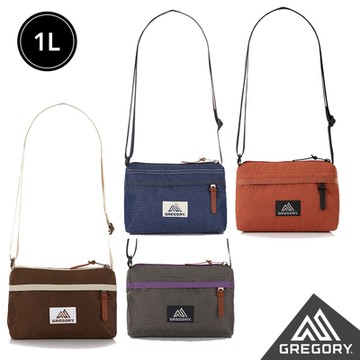 Gregory 官方旗艦 1L ENVELOPE SHOULDER 斜背包 天絲丹寧 棕色格紋 棕/淺米黃 灰/紫 小物包 旅行小包 小廢包