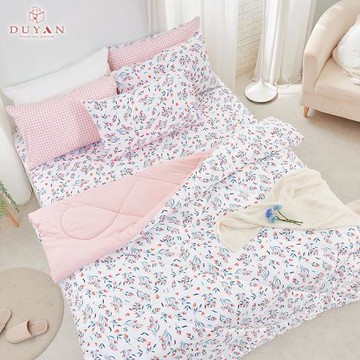 【DUYAN 竹漾】舒柔棉四件式羽絲絨被床包組 沁心花漾(加大)
