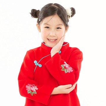 兒童旗袍 古風 典雅長袖素面款 錦上添花