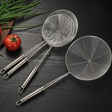 304加厚不銹鋼漏勺家用撈面勺廚房線漏笊籬網篩油炸漏勺過濾網