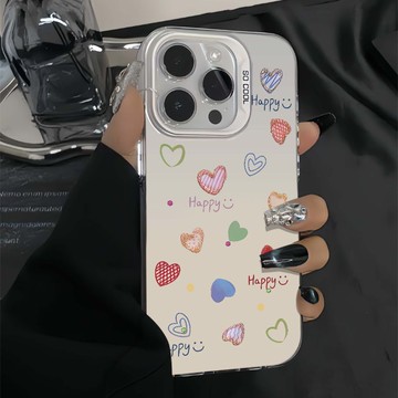 免運+隔日🚚元氣手機殼 塗鴉愛心 適用於蘋果17promax 16Pro 15plus 14 13 12 11防摔