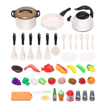 cute stone 盟石 兒童仿真鍋具切切樂套裝玩具 44件組  現代廚房  1組  800g