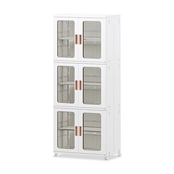 【Mr.box】65面寬-新式摺疊雙門3層收納櫃-特大號霧黑門