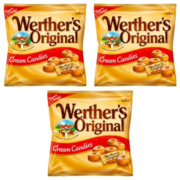 Werther's Original 道地的偉特 鮮奶油糖，香醇濃郁，不黏牙，奶蛋素食可食用  90g  3袋