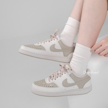 【Sharkhead】現貨 Nike Court Vision 米白 奶油 奶茶 拼接 小勾 卡其 FV9952-200