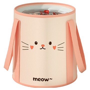 Kyhome 貓咪旅行便攜加蓋泡腳桶/可折疊泡腳袋/保溫足浴桶/足浴盆/泡腳盆  粉色  1個