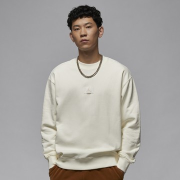 【NIKE】AS M J FLT FLC CREW 男 長袖上衣 喬丹 大學T 米白色-FV7260133