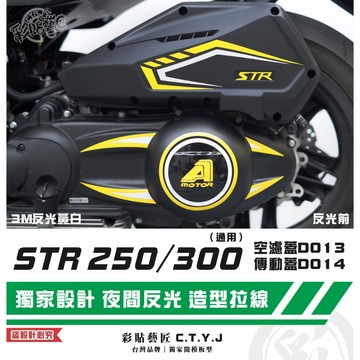 彩貼藝匠 STR 250／300（通用）空濾蓋D013+傳動蓋D014 3M反光貼紙 拉線設計 裝飾 機車貼紙 車膜