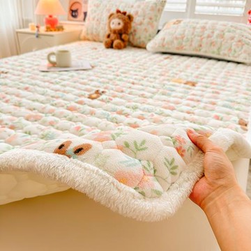 冬季加厚牛奶絨床墊軟墊家用床褥子保暖秋冬雪花絨毛毯床蓋炕床單