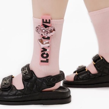 怪美力原創設計配飾甜美潮牌炸街個性小眾愛心亮片薄款ins女襪子