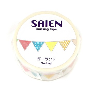 【日本 SAIEN】15mm 和紙膠帶-繽紛花環 Garland
