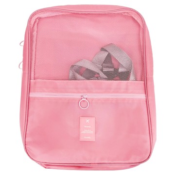 新升級 加厚加大 大容量旅行鞋子收納袋 粉紅 防水  370 x 260 x 200mm