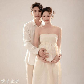 9317 人收錄清單📎新款孕婦影樓情侶主題服裝小清新法式甜美抹胸裙夫妻藝拍照攝影PVWK